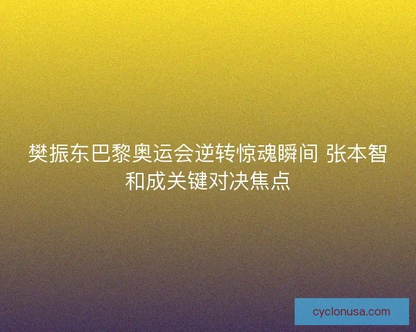 樊振东巴黎奥运会逆转惊魂瞬间 张本智和成关键对决焦点